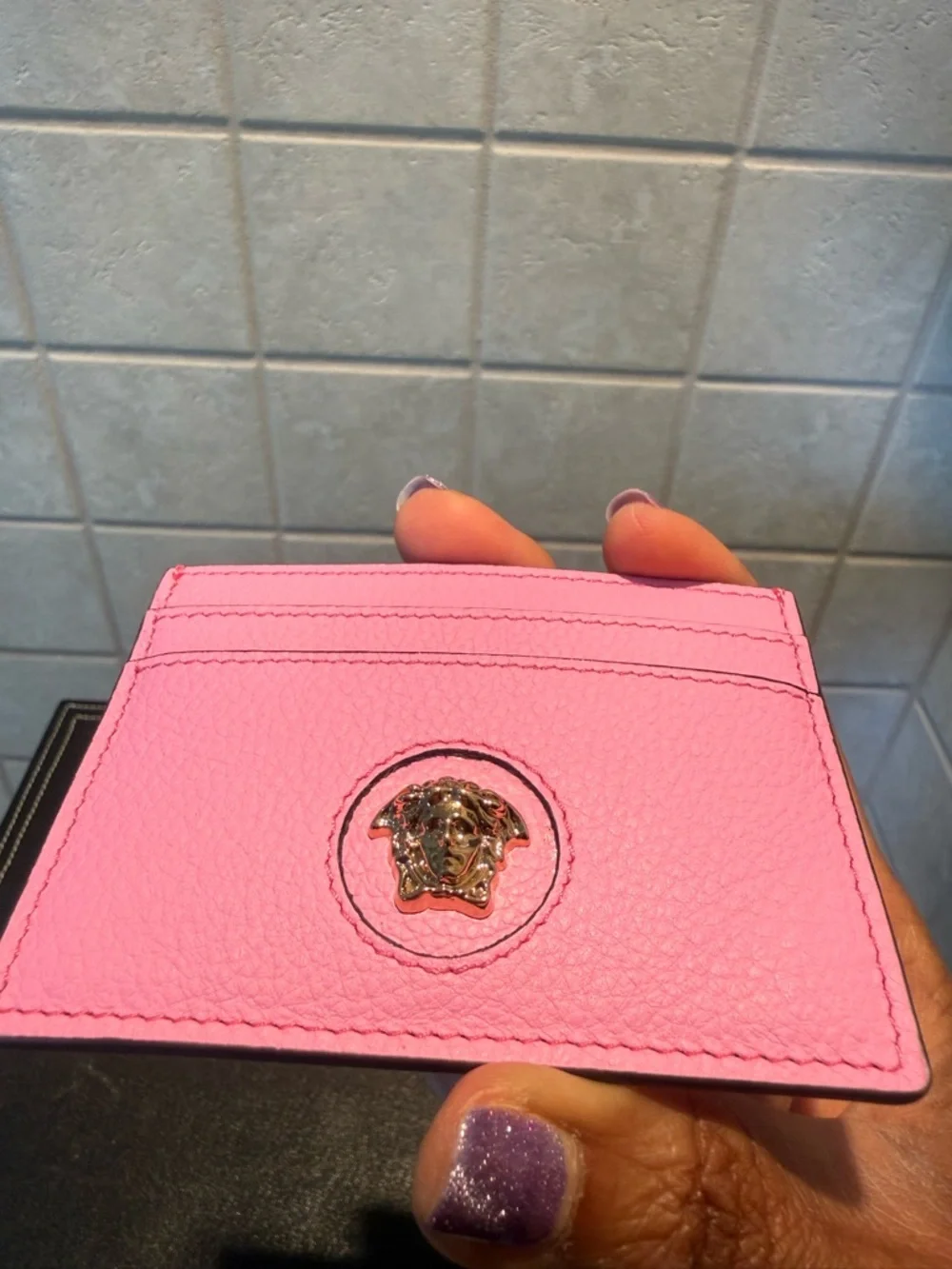 Versace La Medusa Pink Leather Cardholder / Wallet, NWOT - Picture 4 of 9